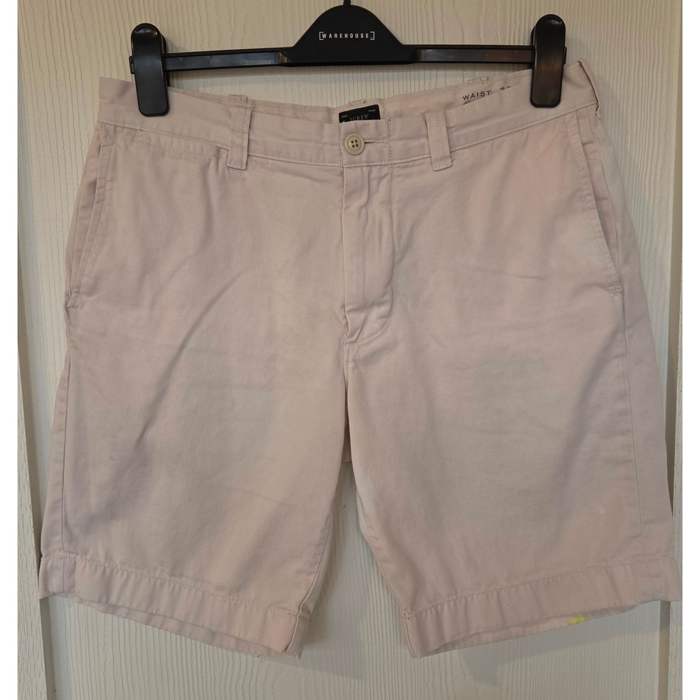 J.Crew Mens Stanton Chino Shorts Size 32 Beige Cotton Preppy Old Money FLAWS